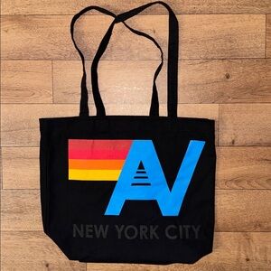 Aviator Nation AV New York City Canvas Tote Swag Bag Black Color Sustainable Lux